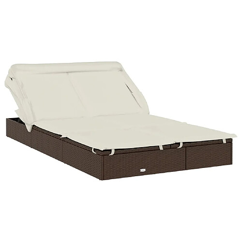 Helloshop26 Chaise longue 2 places - Marron