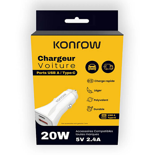 Konrow Adaptateur Allume-Cigare - Blanc