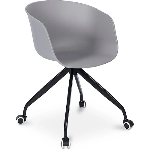ICONIK INTERIOR Chaise de bureau avec accoudoirs - Chaise de bureau avec roulettes - Guy - Joan Gris clair
