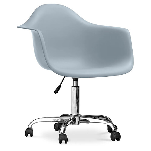 ICONIK INTERIOR Chaise de bureau avec accoudoirs - Chaise de bureau à roulettes - Weston Gris clair
