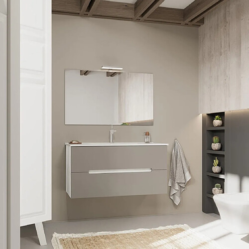Kiamami valentina Meuble salle de bain avec miroir - Gris