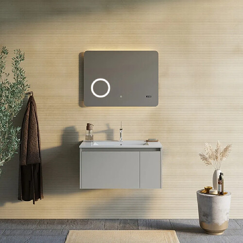 Kiamami valentina meuble salle de bain avec miroir - Sable