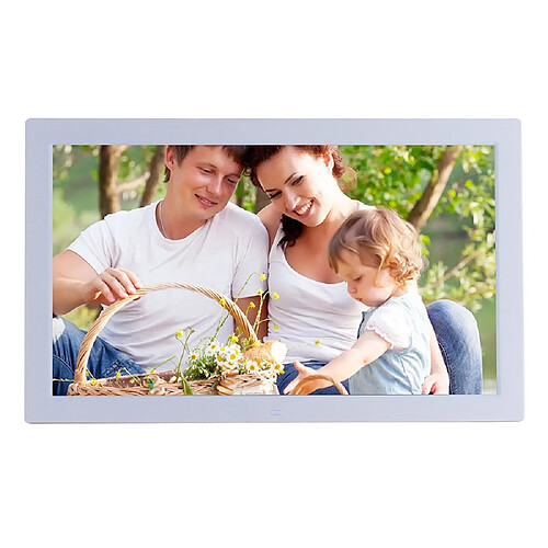 Cadre Photo Numérique 18 pouces Digital Frame Ecran LED Dual Haut-parleur Stéréo + SD 16Go Blanc YONIS