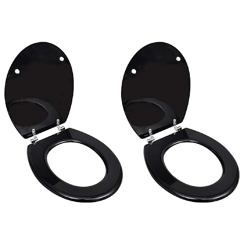 vidaXL Sièges de toilette 2 pcs Noir
