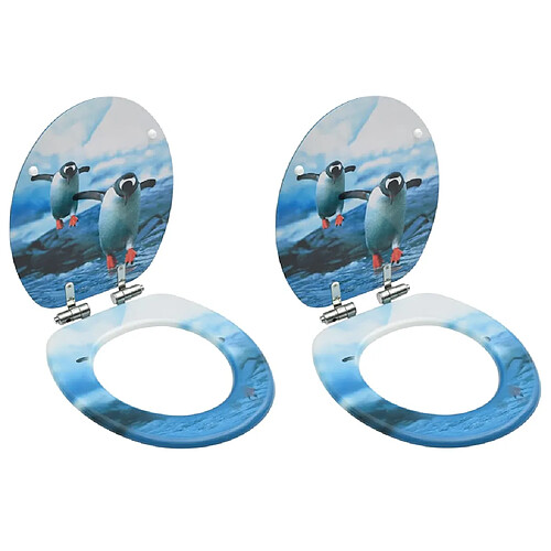 vidaXL Sièges WC Pingouins - Lot de 2