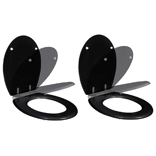 vidaXL Siège de Toilette Noir - Lot de 2