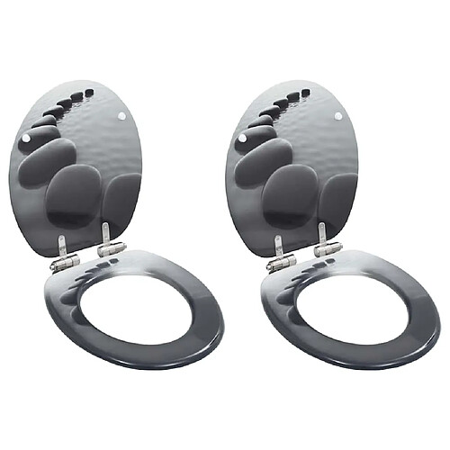 vidaXL Pierres Siège de Toilette - Lot de 2