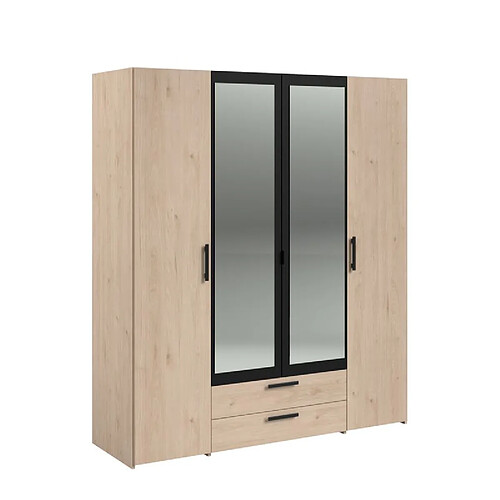 But Armoire 4 portes avec miroir - Chêne