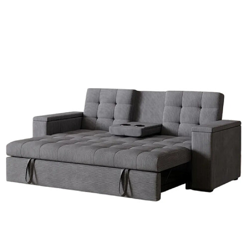 Concept Usine Canapé 3 places convertible gris velours côtelé NOHO