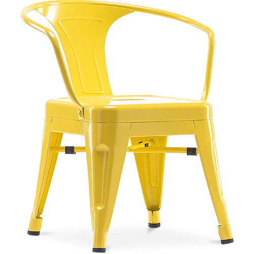 ICONIK INTERIOR Chaise enfant avec accoudoirs - Chaise enfant design industriel - Acier - Stylix Jaune