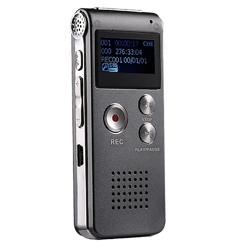 Dictaphone Professionnel USB 8GB Avec Enregistreur Vocal, Lecteur MP3 WAV et Fonction VAR ROM 4 Go Gris YONIS