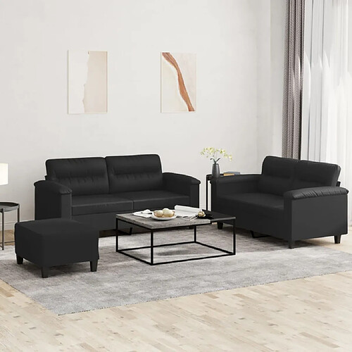 vidaXL Ensemble de canapés 3 pcs - Noir