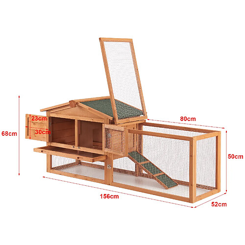 Helloshop26 Clapier 68 x 156 x 52 cm Sapin Naturel
