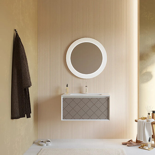 Kiamami valentina Ensemble meuble salle de bain avec miroir - Blanc mat