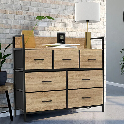 Idmarket MARKET Commode UTAH - Noir et effet bois