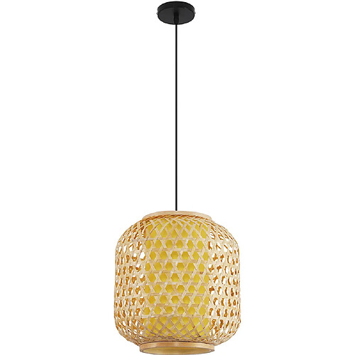 ICONIK INTERIOR Lampe de plafond en bambou - Lampe suspendue de style Boho Bali - Ubon Bois naturel