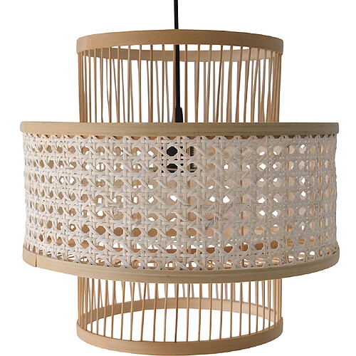 ICONIK INTERIOR Lustre de plafond en rotin - Suspension de style Boho Bali - Yei Naturel