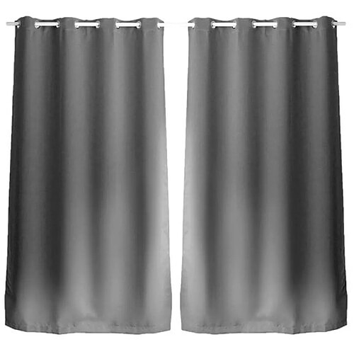 Toilinux Lot de 2 Rideaux unis occultants avec œillets - 140 x 240 cm - Gris