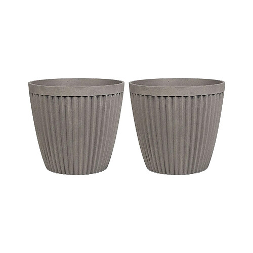 Beliani Lot de 2 pots POKA Taupe