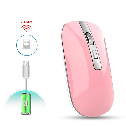 Yonis Souris sans fil 2,4 GHz Rose