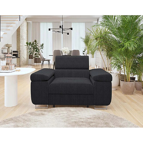 Bestmobilier Pablo - Fauteuil Velours Côtelé - Noir