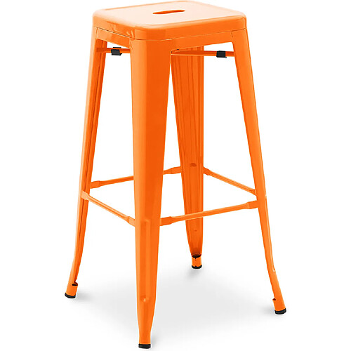 ICONIK INTERIOR Tabouret de bar – Style industriel – Acier – 76 cm – Stylix Orange