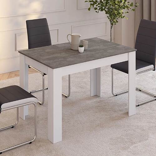 Idmarket Market Table ROZY - Blanc et Béton