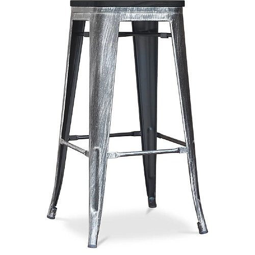 ICONIK INTERIOR Tabouret de Bar - Design Industriel - Bois & Métal - 76cm - Stylix Industriel
