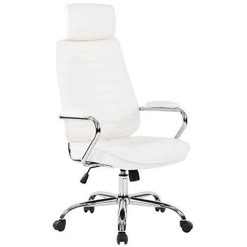 Decoshop26 fauteuil de bureau en cuir - Blanc