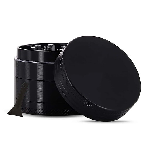 Grinder 4 Pièces En Aluminium 63 Mm – Dents CNC Ultra Coupantes, Tamis à Pollen, Aimanté – Noir Et Or – Pour Herbes Et épices