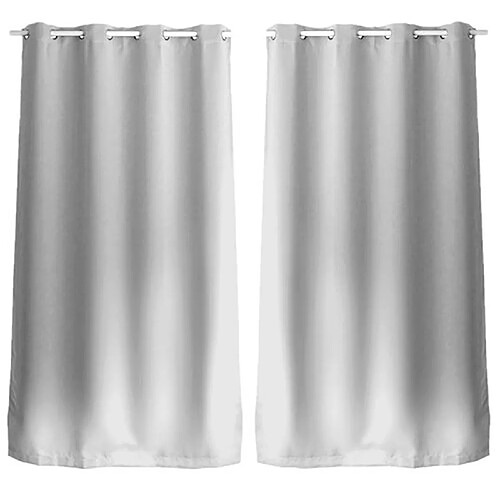 Toilinux Lot de 2 Rideaux unis avec œillets - 140 x 240 cm - Blanc