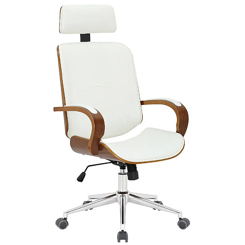 Decoshop26 Fauteuil de bureau en similicuir - Blanc