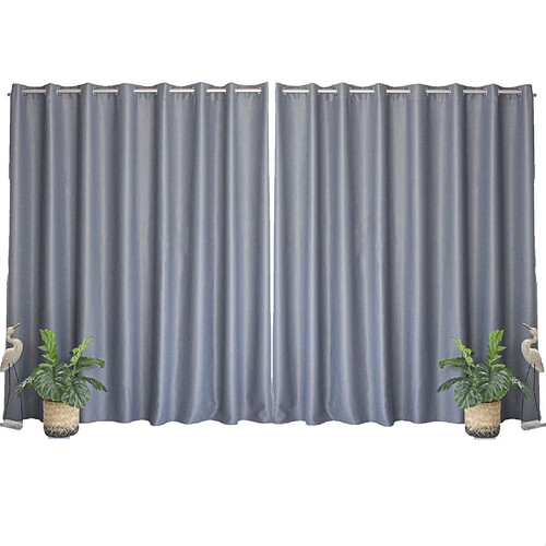 Toilinux Lot de 2 grands Rideaux unis occultants avec œillets - 300 x 240 cm - Gris