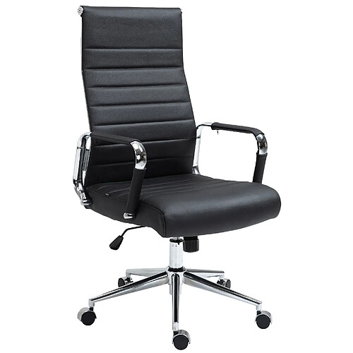 Decoshop26 Fauteuil de bureau cuir - Noir