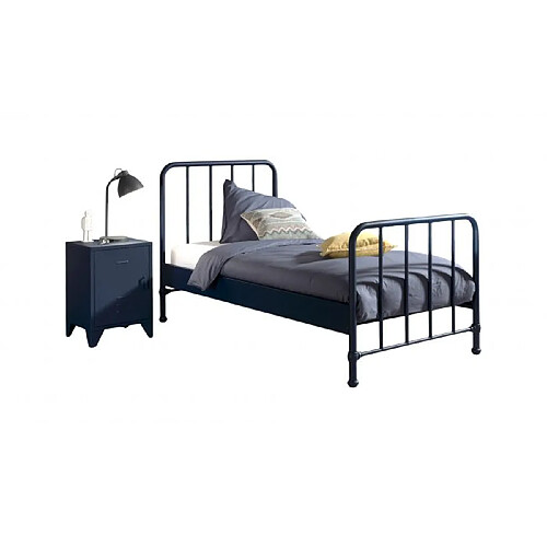 Vipack Lit BRONXX métal 90x200 cm Bleu