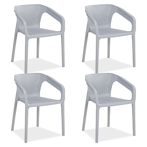 Homestyle4u Lot de 4 chaises de jardin - Gris