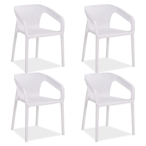 Homestyle4u Lot de 4 chaises de jardin - Blanc