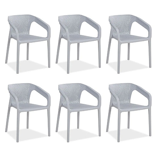Homestyle4u Chaises de jardin x6 - Gris
