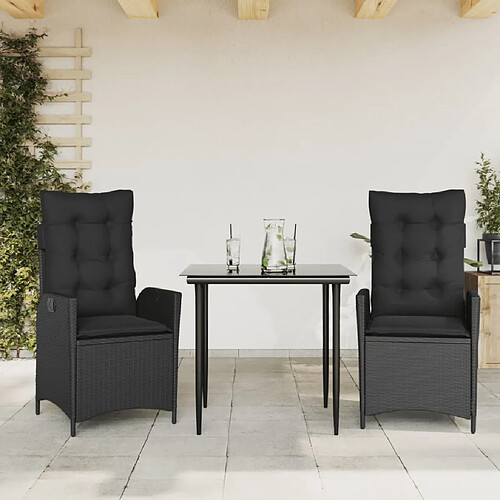 VidaXL Ensemble à manger 3 pcs - Noir