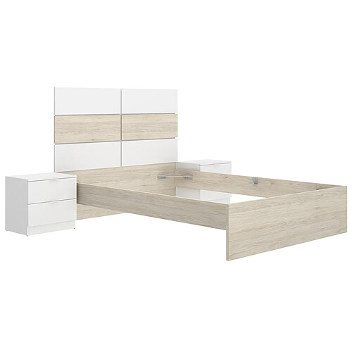 Pegane Tête de lit avec chevets - Blanc