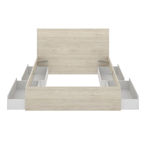 Pegane Ensemble tête de lit + 2 chevets - Blanc et chêne