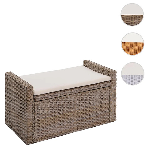 Mendler Coffre de rangement en rotin - Gris