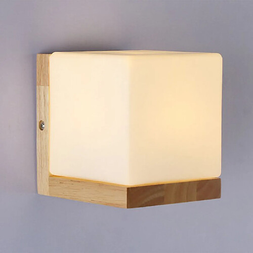Stoex Applique murale Cube Moderne - Bois et Verre