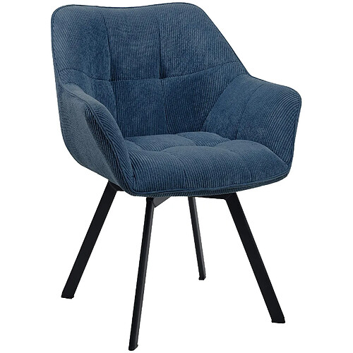 decoshop26 Pivotante - Velours côtelé - Bleu