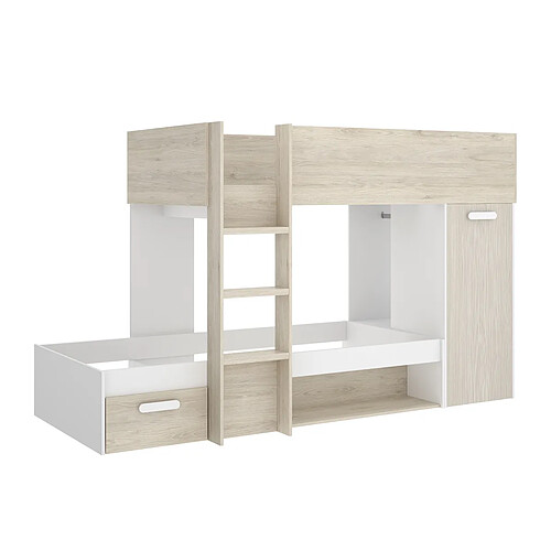 pegane Lit superposé chêne naturel 90x190 cm