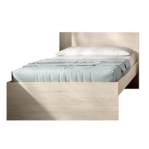 pegane Lit adulte 90x190 cm en bois mélaminé - Chêne naturel