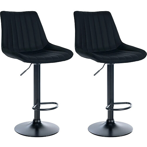 Decoshop26 Lot de 2 tabourets de bar - Noir