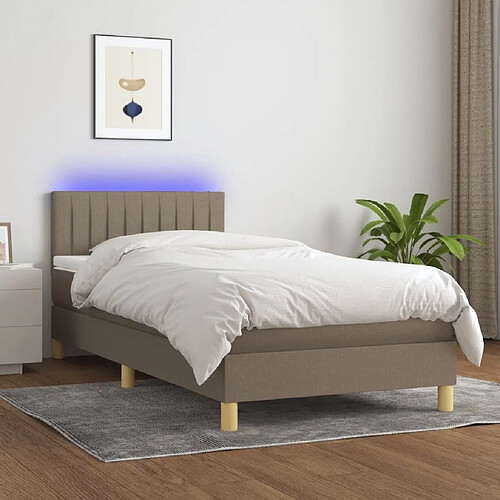 Vidaxl vidaXL Sommier à lattes de lit avec matelas LED - Taupe 90x190 cm Tissu