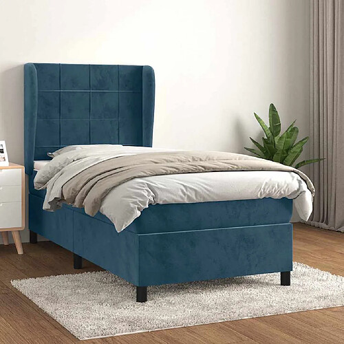 vidaXL Sommier velours bleu 90x200