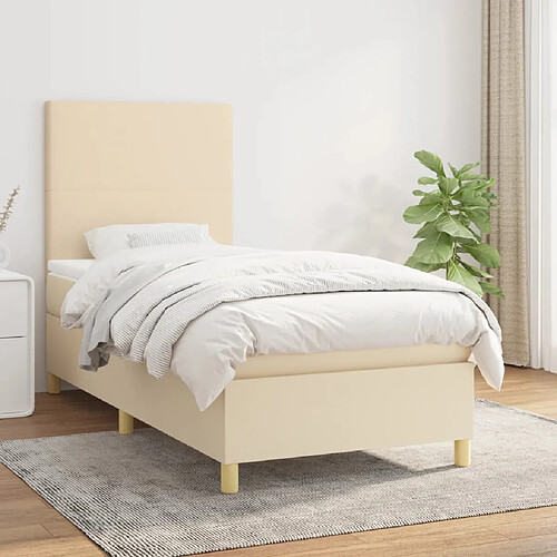 VIDAXL Sommier à lattes avec matelas crème 100x200 cm